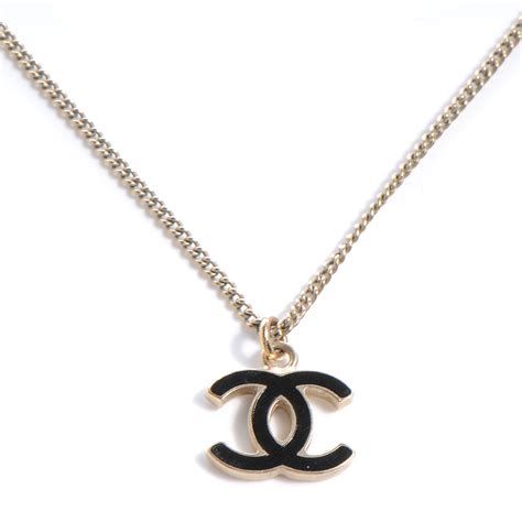 chanel black logo necklace|Chanel enamel cc necklace black.